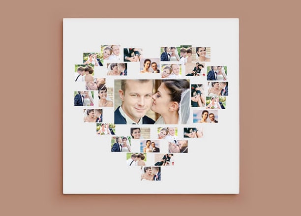 elegant White Heart Shaped Photo Custom For Couple Canvas Print